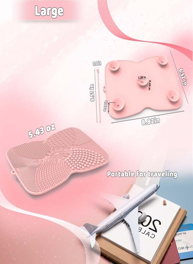 YalsFTY Silicone Makeup Brush Cleaner Pad with Suction Cup, 8 Textures, Stable, Makeup Brush Cleaning Mat (Pink) - Image 2